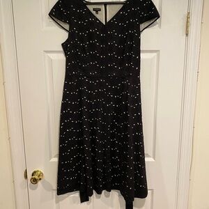 Talbots Black Midi Dress with White Pattern